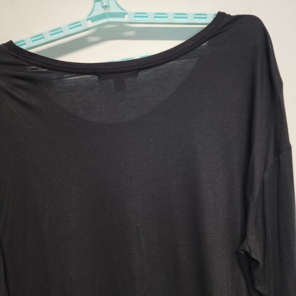 Sejour Womens Modal Shirt Top Size 2X Black Lace Trim Long Sleeve Scoop Neck - Picture 5 of 11